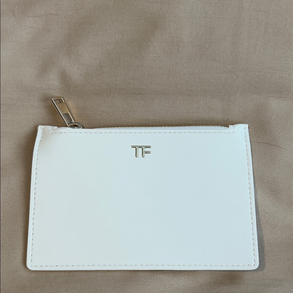 Tom Ford Beauty White Gwp Zip Card Holder  Mini Pouch New In Box